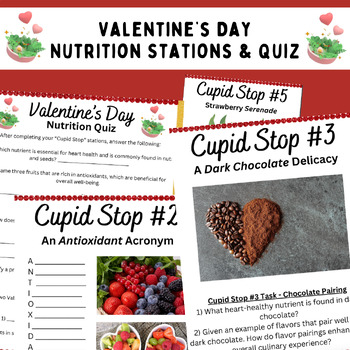 Preview of Valentine's Day Nutrition Stations & Quiz - FACS, Food & Nutrition, Career Tech