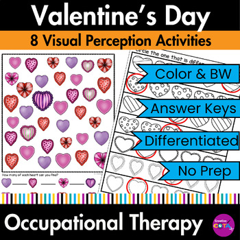 Preview of Occupational Therapy Valentine's Day Visual Perception Worksheets