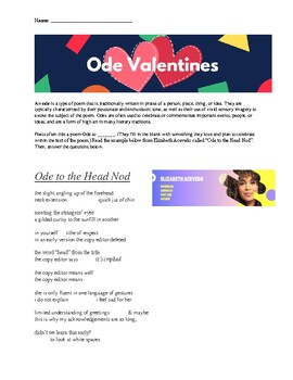 Preview of Valentine's Day Odes - Poetry Valentines examining Elizabeth Acevedo's Ode