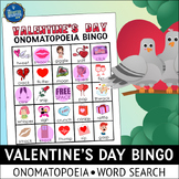 Valentine's Day Onomatopoeia Bingo Game and Word Search