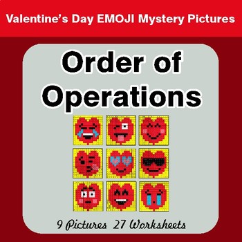 Valentine's Day: Order Of Operations - Color-By-Number Math Mystery Pictures