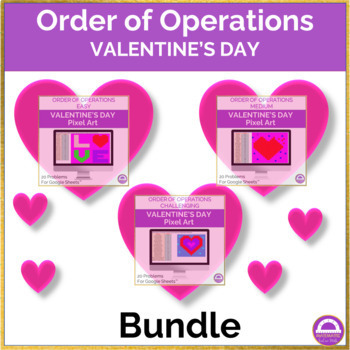 Preview of Valentine's Day Math Order of Operations Pixel Art Activities | Digital Resource