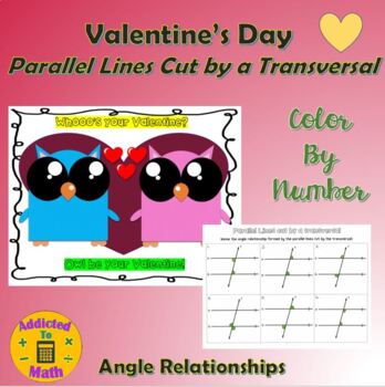 Preview of Valentine's Day Owls - Angles formed by Parallel Lines Cut by a Transversal