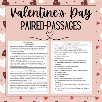 Preview of Valentine's Day Paired Passages - Informational text - Grades 3-5 ELA