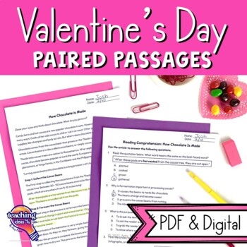 Preview of Valentine's Day Paired Passages Reading Comprehension & Informational Writing