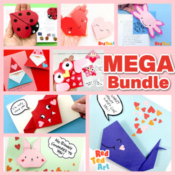 Preview of 8 Valentine's Day Paper Crafts - ORIGAMI based projects, STEAM fun - MEGA BUNDLE
