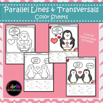 Preview of Parallel Lines cut by a Transversal Color by Number Worksheets