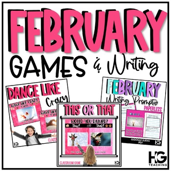 Preview of Valentine's Day Party Classroom Games | Brain Breaks, Morning Meeting, Writing
