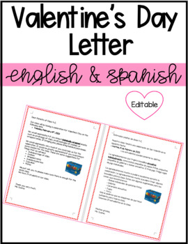 Preview of Valentine's Day Party Letter (Editable / Spanish & English)