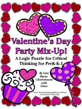 Preview of Valentine's Day Party Mix-Up! Logic Puzzle for PreK-K-1