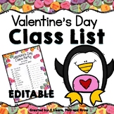 EDITABLE Valentine's Day Class List and Party Information