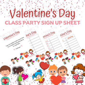 Preview of Valentine's Day Party Sign Up Sheet