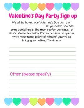 Preview of Valentine's Day Party Sign-up *EDITABLE*