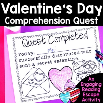Preview of Valentine's Day Passages Reading Comprehension Valentine's Day Escape Room