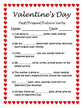 Valentine\'s Day Past/Present/Future Worksheet by Sarah\'s Fun ...