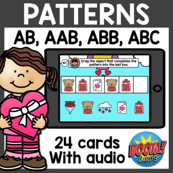 Preview of Valentine's Day Patterns Boom Cards | February Boom Cards Distance Learning