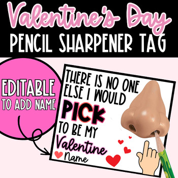 Preview of Valentine's Day Pencil Sharpener Tag | No one Else I would Pick | Google Slides