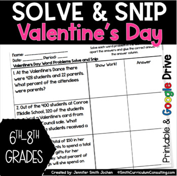 Preview of Valentine’s Day Percent Proportions Solve and Snip® and Solve and Slide Bundle