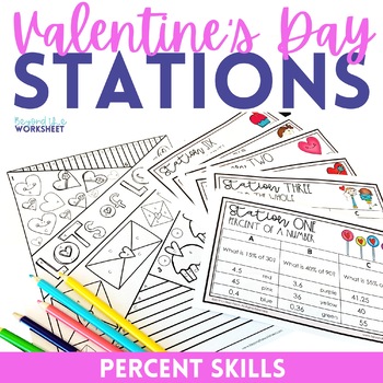 Preview of Valentine's Day Percent Math Stations | Math Centers