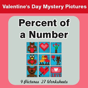 Valentine's Day: Percent of a Number - Color-By-Number Math Mystery Pictures