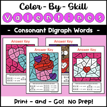 Preview of Valentine's Day Phonics Color by Code - Consonant Digraphs (wh, th, ch, sh)