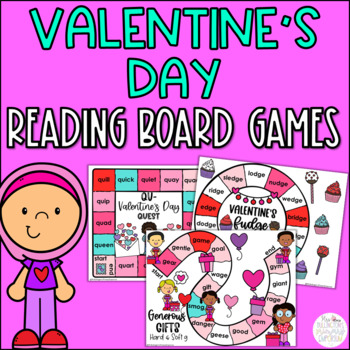 Preview of Valentine's Day Phonics Reading Board Games