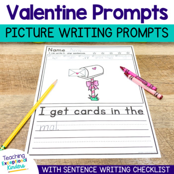 Preview of Valentine's Day Picture Writing Prompts with Sentence Starters