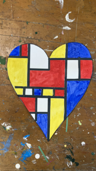 Valentine's Day Piet Mondrian Abstract Hearts Remote Google Slides