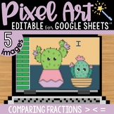 Valentine's Day Pixel Art Math Practice | Comparing Fracti