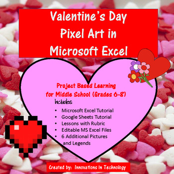Preview of Valentine's Day Pixel Art - Microsoft Excel or Google Sheets | Distance Learning