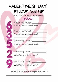 Preview of Valentine's Day Place Value