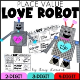 Valentine's Day Place Value Robot (2 digit, 3 digit, 4 dig