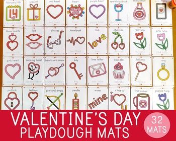 Preview of Valentine's Day Playdough Mats, Play Doh Activity, Fine Motor Skills, Centers