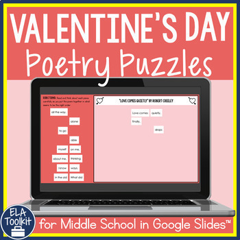 Preview of Valentine's Day Poems Close Reading & Analysis | Drag & Drop Digital Love Poetry