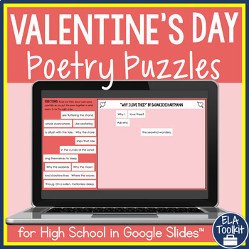 Preview of Valentine's Day Poems Close Reading & Analysis | Drag & Drop Digital Love Poetry