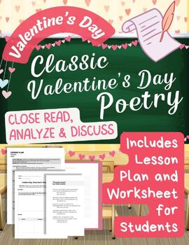 Preview of Valentine's Day Poems Middle School ELA Lesson Plan Worksheet Love Friendship