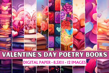 14 valentine heart digital paper commercial use