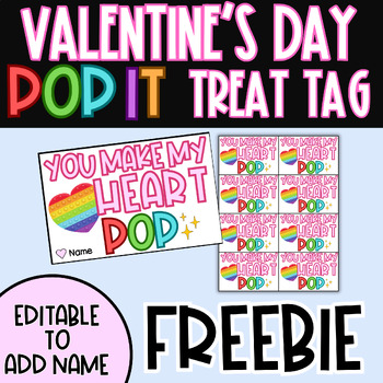 Preview of Valentine's Day Pop It Treat Tag FREEBIE