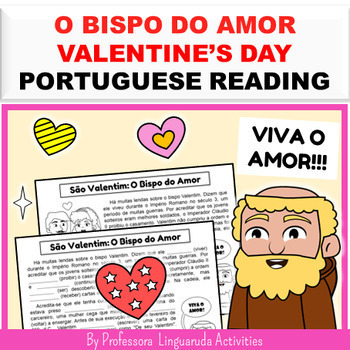Preview of Valentine's Day Portuguese Worksheet - A história de São Valentim em Português