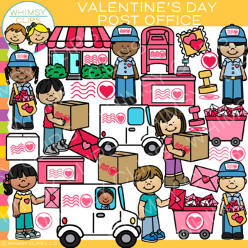 Preview of Happy Valentine's Day Kids Post Office Mail and Package Delivery Clip Art