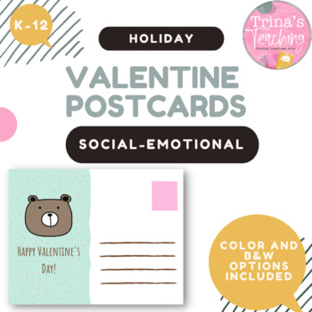 Preview of Valentine's Day Postcards, Social-Emotional Support Activity, Building Rapport