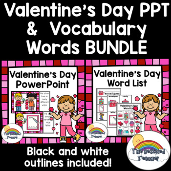 Preview of Valentine's Day PowerPoint & Vocabulary Words BUNDLE | Valentine's PPT