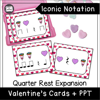 Preview of Valentine's Day Pre Rhythm Iconic Notation Music Cards Quarte Rest Expansion