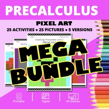 Preview of Valentine's Day PreCalculus BUNDLE: Pixel Art Activities