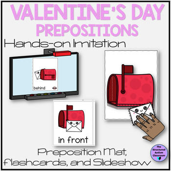 Preview of Valentine's Day Prepositions Hands-on Flashcards and Slideshow Speech Special Ed