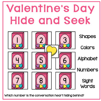 Preview of Valentine's Day Preschool Hide and Seek Game