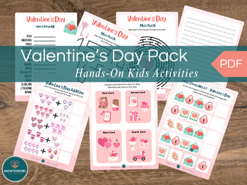 Preview of Valentine's Day Preschool Kindergarten Printable Kids Activity 7-Page Packet