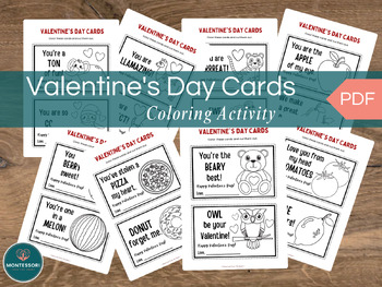 Preview of Valentine's Day Preschool Printable Kids Activity Coloring Cards 8-Page PDF