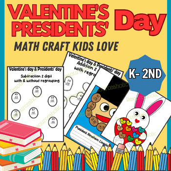 Preview of Valentine’s Day & President Day Math Craft, Valentine Day Bulletin Board.