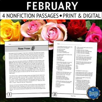 Preview of Valentine's Day Presidents' Day Reading Comprehension Passages and Questions